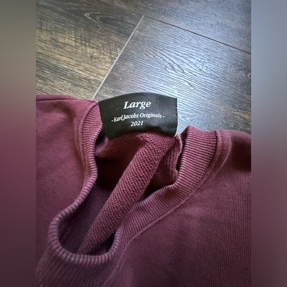 Karl Jacobs Men's Logo Burgundy Minimalist Crewneck Sweatshirt Large - Picture 5 of 5